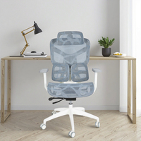 Chaise de bureau ergonomique moderne avec conception entièrement en maille, appui-tête pivotant et réglable, en mousse de plastique à dossier haut