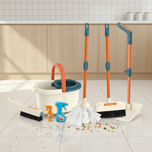 Ensemble de jeu de nettoyage Little Helper pour enfants, jouet de simulation de ménage avec outils extensibles pour jeu de rôle - Product Image 3