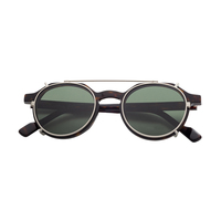 Lunettes de soleil unisexes à monture ronde en acétate, design de marque, pour femmes et hommes, avec verres rabattables