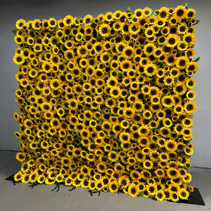 Customized Wedding Decorative Artificial Yellow <strong>Sunflower</strong> Wall <strong>Backdrop</strong> 8ft Roll up Silk <strong>Sunflower</strong> Wall - Product Image 3