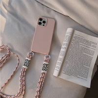 Casing ponsel silikon selempang dengan tali bahu, casing ponsel silikon selempang untuk iPhone XR 11 12 13 15 Plus Pro Max