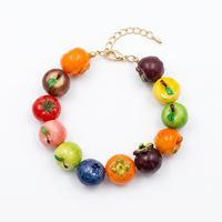 Zoete fruit kralen armband 3D cartoon kleurrijke citroen aardbei kers hart bedel armband mode sieraden Brazalete De Frutas