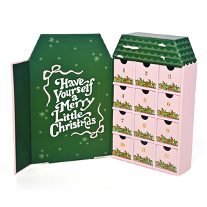 Boîte de calendrier de l'avent de Noël de luxe faite à la main avec impression couleur durable personnalisée 12 jours avec petit tiroir - Product Image 3