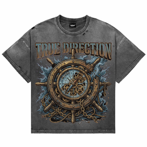 Camisetas Transpirables para Hombre de Alta Calidad con Lavado Ácido Vintage y Efecto Desgastado, Estampado DTG de Timón Mecánico Personalizado, Camisetas Casuales para Venta al por Mayor - Product Image 1