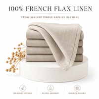Lot de serviettes de table en lin 100 % lin français, lavées à la pierre, douces, pour dîner, mariage rustique, personnalisables OEM, faible MOQ 50