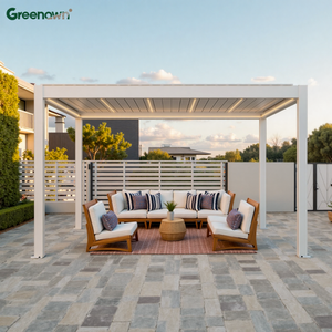 Pérgola <span class=keywords><strong>de</strong></span> Jardín Eléctrica <span class=keywords><strong>de</strong></span> Aluminio con Techo <span class=keywords><strong>de</strong></span> Celosía Deslizante Automática <span class=keywords><strong>para</strong></span> Terraza, Muebles <span class=keywords><strong>de</strong></span> Exterior - Product Image 1