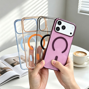 Coque de téléphone portable magnétique transparente anti-jaunissement B537 pour iPhone 18, coque arrière transparente antichoc avec logo - Product Image 4