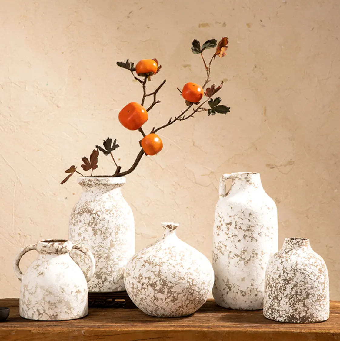 Ceramic vase Wabi-sabi Feng Mingshuku dried flowers arrangement flower vessel model room soft decoration furnishings vase