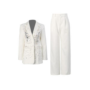 Abito europeo e americano vestito 2025 autunno nuovo stile brillante diamante giacca + pantaloni appesi a vita alta per le donne - Product Image 2