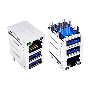 Kép USB3.0 nữ loại PBT lọc với LED khay carton RJ45 Modular Jack và LED <span class=keywords><strong>PCB</strong></span> Ethernet kết nối PBT Đen side nhập - Product Image 6