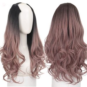 <span class=keywords><strong>Peluca</strong></span> Sintética Larga Lisa/Ondulada en Forma de U/Parte en U para Mujer, Extensiones de Cabello Falso Marrón Natural/Negro (2-33-9) - Product Image 5
