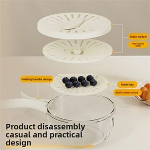 Kitchen Multifunctional Drain Basket Fruit and Vegetable Washing Tool Household Refrigerator Fresh-keeping Box Double-layer - Product Image 5