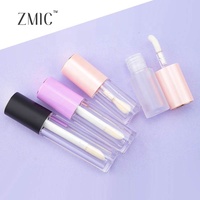Grands tubes de brillant à lèvres vides en forme de pied de chèvre, ensemble combo de tubes de brillant à lèvres en plastique transparent avec grande brosse et capuchon à vis coloré
