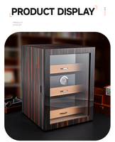 Humidor à cigares en bois de luxe avec 3 tiroirs, porte en verre, hygromètre, grande capacité, boîte de rangement pour cigares