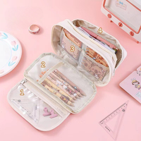 Grande trousse à crayons transparente en tissu pour l'école, style rabattable mignon, haute valeur pour les filles, vente en gros
