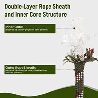 Corde d'escalade 1/2'' 12mm 100FT en polyester double tressé, ligne marine robuste, résistante à l'usure pour l'arboriculture, les travaux d'arbre, l'amarrage