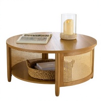 Table basse ronde en bois légère et portable de style nordique moderne avec plateau en panneau durable et écologique pour salon