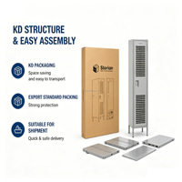 Armoire de rangement métallique ventilée à trois niveaux, idéale pour les écoles, les vestiaires de gymnase et les espaces publics