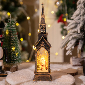 Christmas Church Lantern LED Candle Light Mini Night Light Xmas Tabletop Decoration <b>Hanging</b> <b>Ornaments</b> for Party - Product Image 4