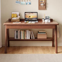 Bureau en bois massif de style nordique japonais avec tiroir, design moderne et épuré, idéal pour la maison, le bureau, le salon, la chambre, l'étude ou comme bureau d'ordinateur pour étudiant.