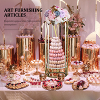 Zhuoyun prix de gros cylindre Dessert affichage fête mariage décoration or métal gâteau support