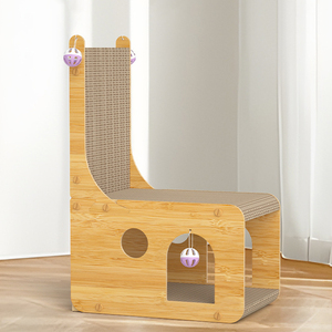 Vente en gros OEM/ODM : Griffoir pour animaux de compagnie en carton ondulé avec herbe à chat, mobilier de nid en forme de maison - Product Image 4