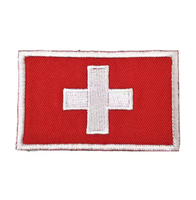 Prêt à expédier – Écusson brodé personnalisé en gros, drapeau national suisse, avec fixation velcro, pour décorer sacs à dos et vêtements