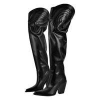 Bottes western exclusives à talon épais sur le genou avec fermeture à glissière Caractéristiques de confort imperméables pour la saison automne/hiver