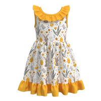 Nouvelle Robe d'été respirante sans manches en soie de lait imprimée sur mesure, longueur genou, pour filles, avec volants et imprimé lapin pour bébés et enfants