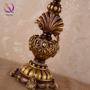 Lampe de table en résine avec abat-jour en tissu fleuri, style européen vintage MKMJ, lumière chaude, luminosité réglable, pour la décoration de la maison - Product Image 5