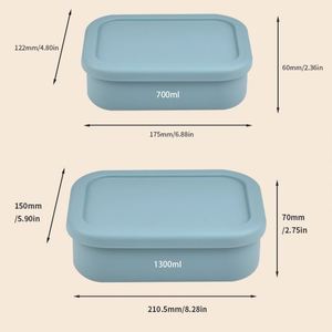 Custom 700ml 1300ml Eco Friendly Bpa Free Food Grade Compartment Food Storage Container Snack Lunchbox Silicone Bento <b>Lunch</b> <b>Box</b> - Product Image 2