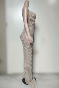 Sexy Funkelndes Kristall-Perlen Bodenlange Bodycon Ballkleid für Hochzeitsgäste Party Damen Feier Abend Prom Geburtstag - Product Image 2