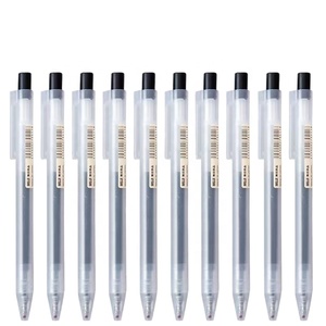 Gelstift-Set im japanischen Knock-Style, 10 Stück mit 0,38mm und 0,5mm Tintenbreite, Werbe-Kunststoffstifte für Schüler - Product Image 5
