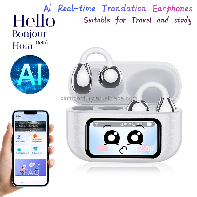 Bone Conduction Open Ear Clip Hook Hfif Stereo Sound Wireless TWS Led Light AI Translation Earbuds Gaming Sport Headphone