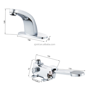Mitigeur à <span class=keywords><strong>Pied</strong></span> à Fermeture Automatique à Retard de Fonctionnement, Eau Chaude et Froide, Matériel en Laiton, Finition Chrome, Montage sur Pont, X8092B4BSCR - Product Image 2