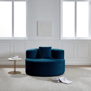 Sillón Individual Moderno de Franela Comprimida, Tapizado, Resistente, Modular, para Villa o Apartamento, sin Brazos, Color Azul - Product Image 2