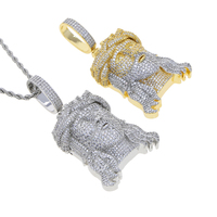 Bling Argent Or Deux Tons Plaqué Hip Hop Hommes Garçon Bijoux Plein Pavé 5A CZ Jésus Pendentif Collier