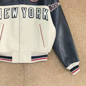 Chaquetas Varsity de Piel de Cordero Francesa con Bordado Deportivo AV 100, Auténticas, Talla Estadounidense, Unisex - Product Image 3