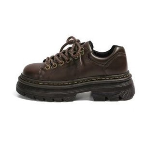 Lace-up Large Size Thick Leather Shoes Winter New Arrival British Style for Women Round Toe Retro Single Shoes - Product Image 2