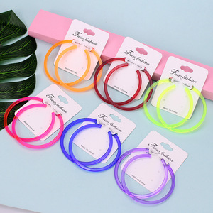 Fluorescent Acrylic <strong>Large</strong> <strong>Hoop</strong> Earrings Neon Color Summer Statement Earrings <strong>Hoop</strong> for Beach Party Club - Product Image 1