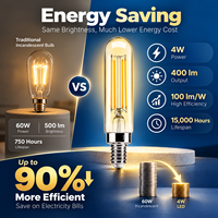 Fournisseur d'éclairage décoratif OEM ODM, ampoule à filament LED T20 4W E14, ampoule tubulaire 400lm, verre clair ambré givré, certifié CE UKCA