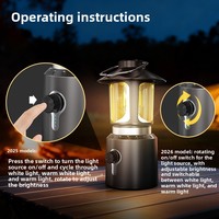 Lanterne de camping rétro, lampe suspendue LED rechargeable pour tente, lampe d'ambiance longue durée pour le camping en plein air