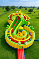 Parcours d'obstacles gonflable pour activités sportives - Matériel PVC, capacité de 1 à 12 personnes, installation facile, château gonflable géant avec toboggan