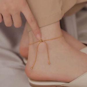 สร้อยข้อเท้าสแตนเลสสตีลรูปหัวใจสองชั้นกันน้ำแฟชั่นใหม่ ZYO ชุบทอง 18K สุดอินเทรนด์สำหรับผู้หญิง - Product Image 2