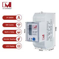 Medidor de Energía Inteligente Monofásico Inalámbrico de 5 (60)A para Riel DIN con Pantalla LCD y Relé de Bloqueo de 60A Integrado para Protección contra Sobrecargas