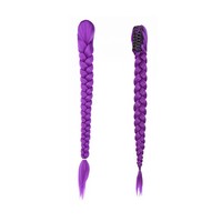 En gros Perruque queue de cheval tressée synthétique violette, tresses torsadées et tresses boxe, confectionnée à la machine, extensions de cheveux pour femmes tendance