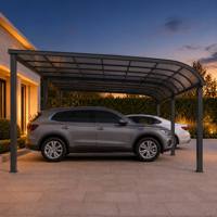 Abri de voiture en aluminium avec structure thermolaquée, anti-rouille, auvent pare-soleil pour deux voitures, extérieur