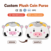 Porte-monnaie en peluche personnalisé OEM ODM en forme de vache, mini pochette mignonne, sac à dos