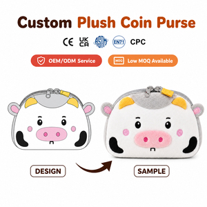 Portamonete in Peluche a Forma <span class=keywords><strong>di</strong></span> <span class=keywords><strong>Mucca</strong></span> Personalizzato OEM ODM, Mini Borsa Portasoldi Carina per Zaino - Product Image 1