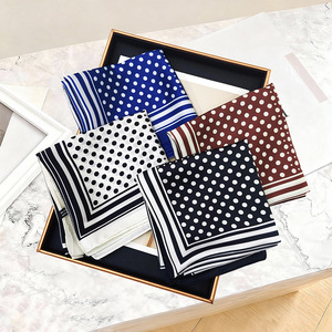 70x70 Printed Square Scarf, Elegant Thin Luxury Silk Like Neck <b>Wrap</b> for Women Spring Summer - Product Image 3